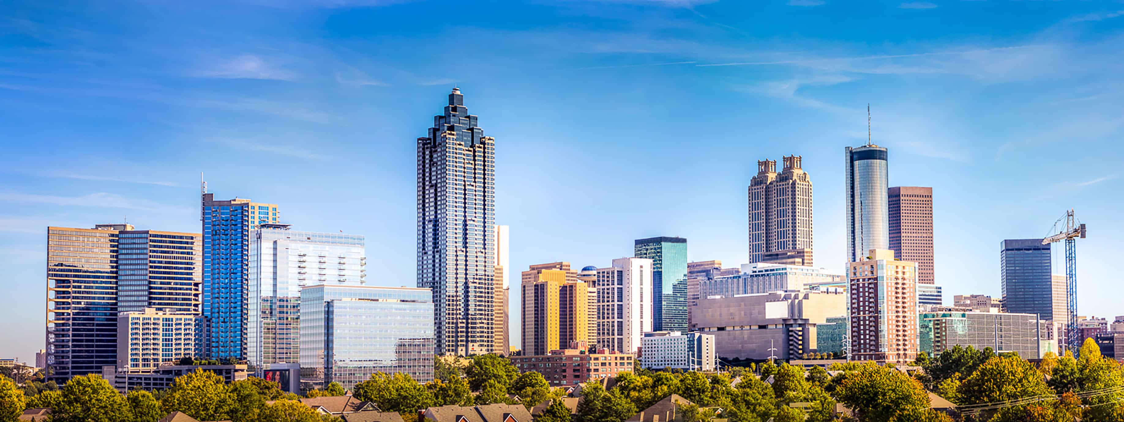 Downtown Atlanta Skyline showing several prominent buildings and hotels